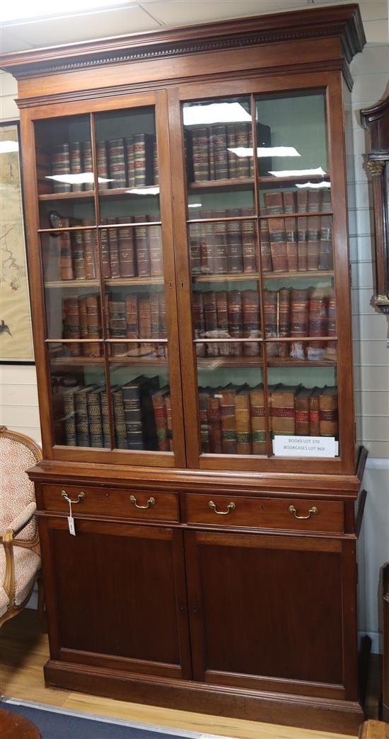 A pair of George III and later mahogany bookcases, W.126cm